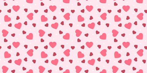 Vector seamless pattern with hearts. Repeating background with Saint Valentine day symbols. 