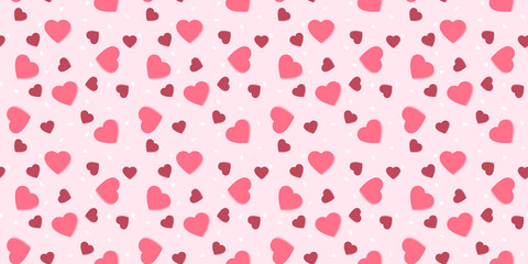 Vector seamless pattern with hearts. Repeating background with Saint Valentine day symbols. 