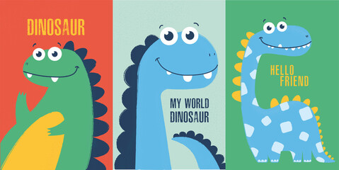collection background print decor illustration kid dinosaur cute simple funny