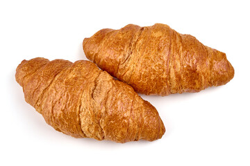 Fresh croissants, isolated on white background.