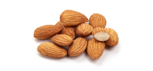Almond. Almond nuts, close-up isolated on a white background.