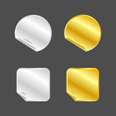 Collections Of Silver And Gold Label Badge Shiny Blank Icon