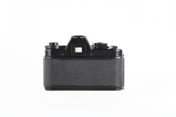 Very rare old 35 mm SLR film camera on white background.