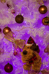 White Christmas tree decoration close-up