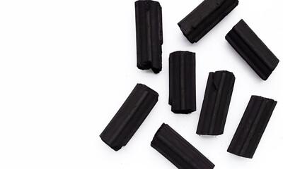 Non smoke wood charcoal on white background.
