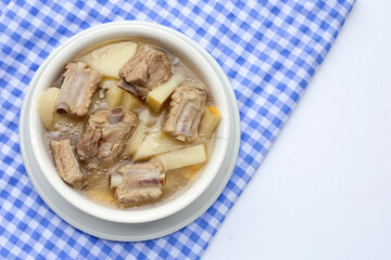 Fresh bamboo shoots with pork ribs soup