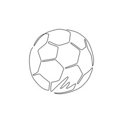 Fototapeta premium Continuous one line drawing football games icon. Ball symbol. Sport sign, emblem isolated on white background. Flat style for website app, logo. Single line draw design vector graphic illustration
