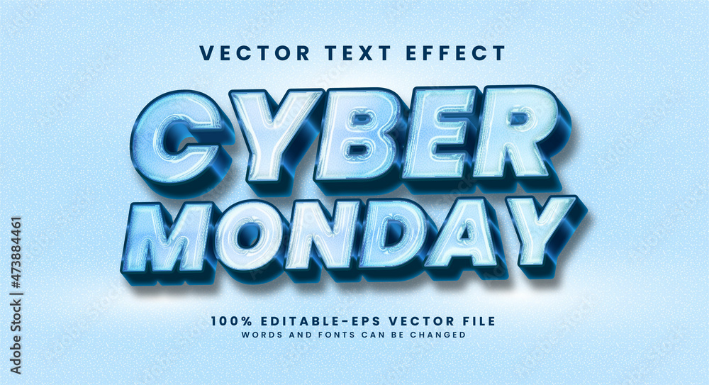 Poster cyber monday 3d text effect. editable text style effect with glow light theme.
