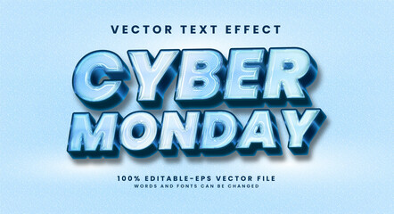 Cyber monday 3D text effect. Editable text style effect with glow light theme.