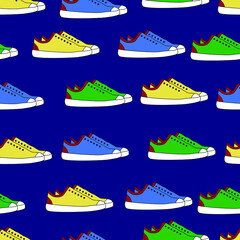 vector illustration multicolored sneakers seamless pattern