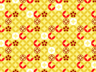 和風柄の素材、梅の花と金色、ゴージャス