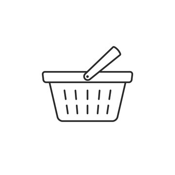 Shopping basket vector line icon, isolated flat outline symbol