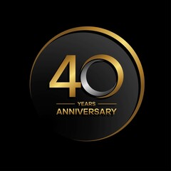 40th anniversary logo. Golden anniversary celebration logo design for booklet, leaflet, magazine, brochure poster, web, invitation or greeting card. rings vector illustrations.