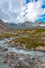 Scenic alpine landscape in the High Tauern National Park during a hike around Mt. Grossglockner