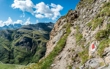 Scenic alpine landscape in the High Tauern National Park during a hike around Mt. Grossglockner