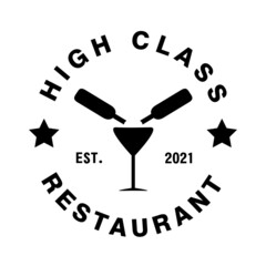 Glass and bottle, logo design for cafe or restaurant