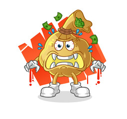 money bag monster vector. cartoon character