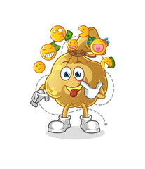 Obraz na płótnie Canvas money bag laugh and mock character. cartoon mascot vector