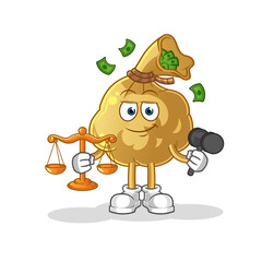 money bag lawyer cartoon. cartoon mascot vector