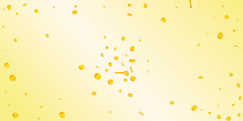 Chinese yuan coins falling. Good-looking scattered CNY coins. China money. Trending jackpot, wealth or success concept. Vector illustration.