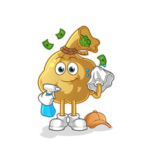 money bag cleaner vector. cartoon character