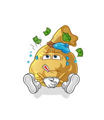 money bag sick vector. cartoon character
