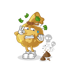 money bag with stinky waste illustration. character vector