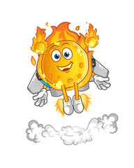 Fototapeta premium meteor with jetpack mascot. cartoon vector