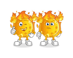 meteor thumbs up and thumbs down. cartoon mascot vector