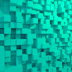 Teal colored cubes abstract background