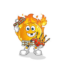 meteor scottish with bagpipes vector. cartoon character