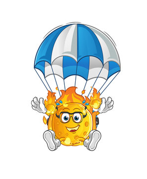 recommend clip art: meteor skydiving character. cartoon mascot vector
