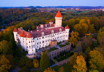 Top view of medieval castle Konopiste Castle. Czech Republic