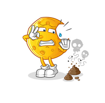 yellow moon character disgusted by poop clip art preview