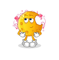 Crescent moon shy vector. cartoon character