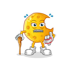 Crescent moon white haired old man. character vector