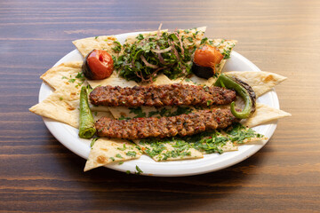 delicious turkish kebab on a table