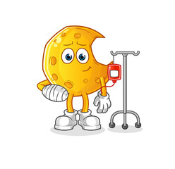 Crescent moon sick in IV illustration. character vector