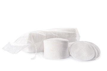 Clean cotton pads isolated on white