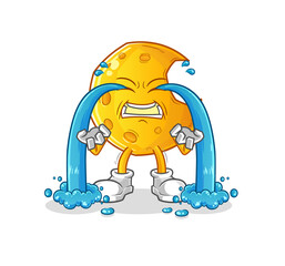 Crescent moon crying illustration. character vector