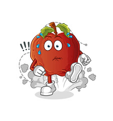 rotten apple running illustration. character vector