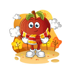 rotten apple in the autumn. cartoon mascot vector