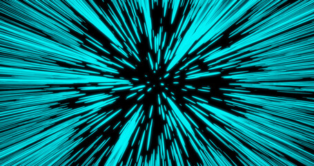 Obraz premium Render with blue converging rays on black background