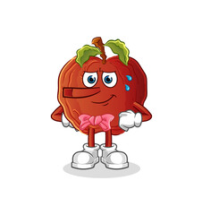 rotten apple lie like Pinocchio character. cartoon mascot vector