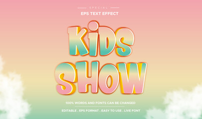 editable 3d kids show text effect