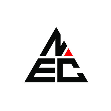 NEC triangle letter logo design with triangle shape. NEC triangle logo design monogram. NEC triangle vector logo template with red color. NEC triangular logo Simple, Elegant, and Luxurious Logo...