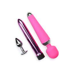 Different sex toys isolated on white