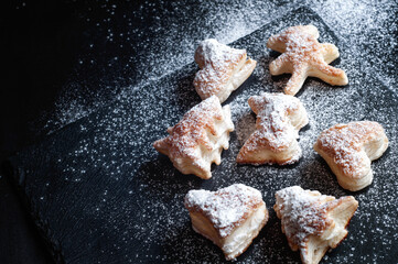 Homemade various Christmas baking gingerbread cookies food