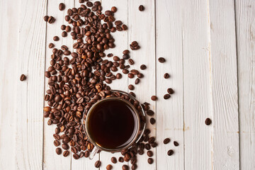 coffee beans espresso invigorating drink view from above