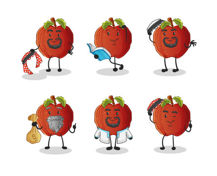 rotten apple arab character. cartoon mascot vector